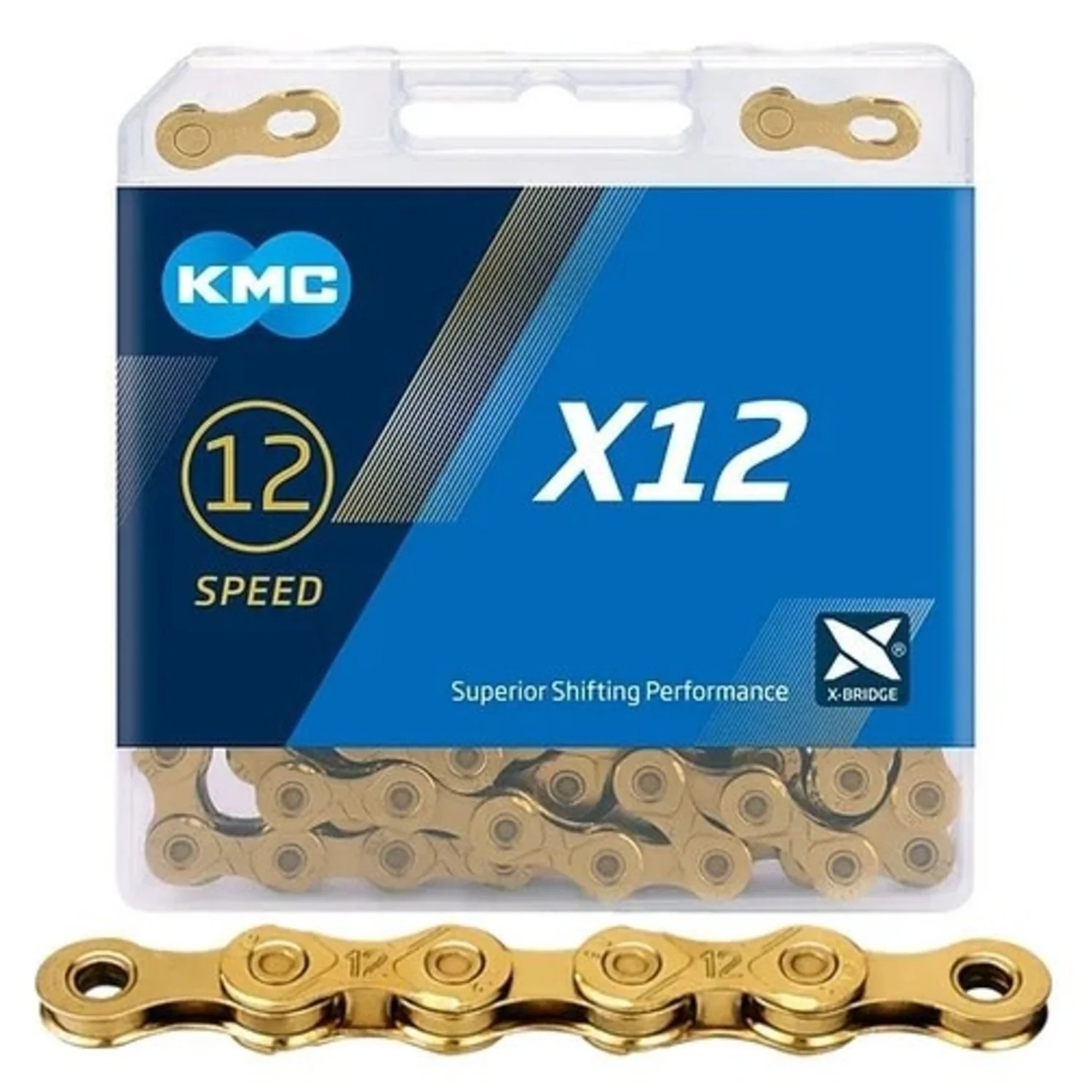 Cadena KMC 12V X12 Oro/Negra Compatible con Shimano/Sram 126L - Imagen 2